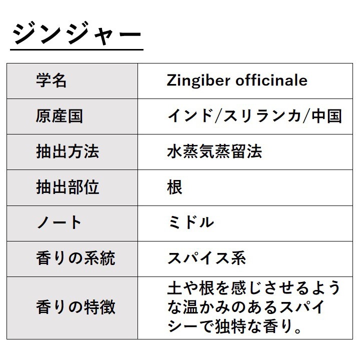 ジンジャー 5ml 【エッセンシャルオイル アロマオイル 精油 スパイス系】【AEAJ表示基準適合認定精油】