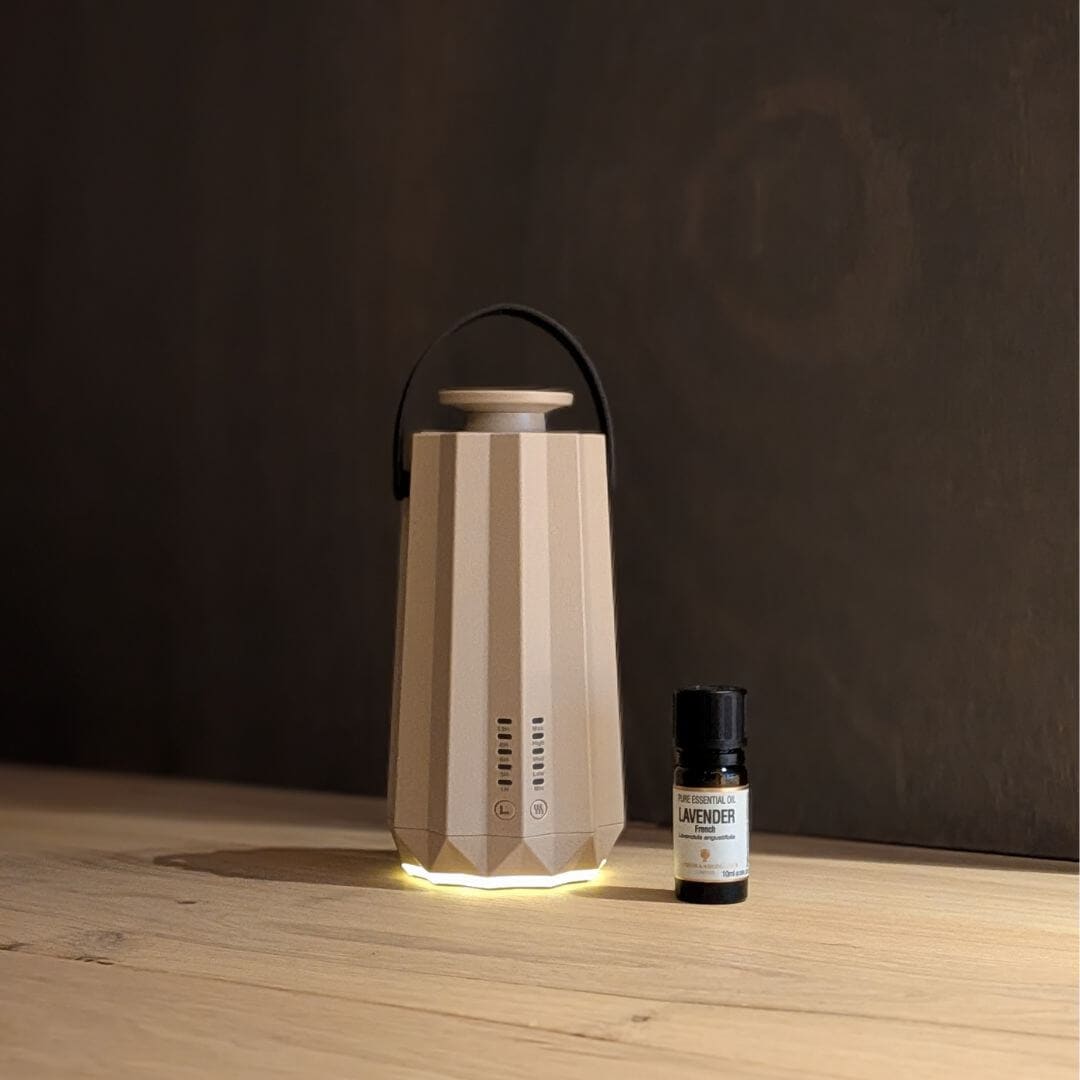 【ラベンダー精油10ml付】コードレス ネブライザー式アロマディフューザー [サンドベージュ]