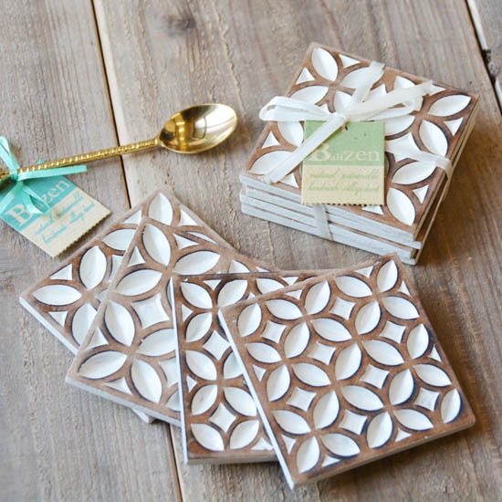 BALIZEN｜ウッドコースター（4枚セット） ホワイト | バリ島セレクト