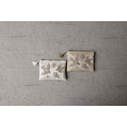 ビーズ刺繍ポーチL