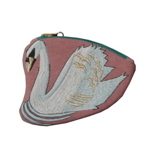 スワン刺繍ポーチ