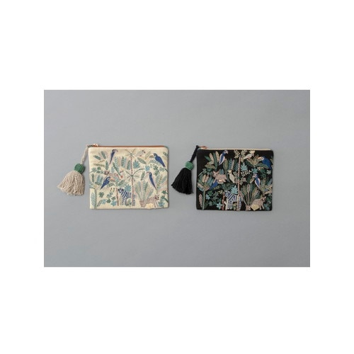 ジャングル刺繍ポーチ