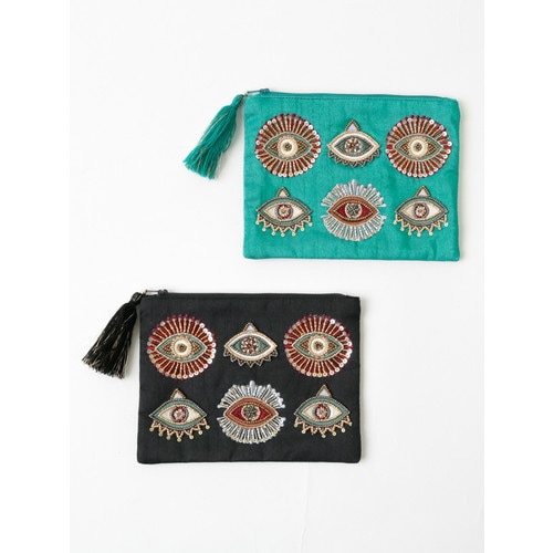 イーブルアイ ビーズ刺繍ポーチ