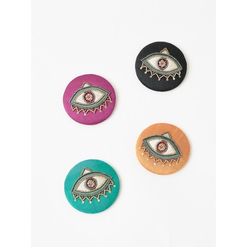 イーブルアイ ビーズ刺繍ミラー(ﾊﾟｰﾌﾟﾙ)