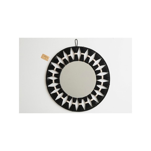 マクラメラウンドミラー(ブラック)