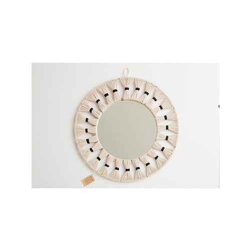 マクラメラウンドミラー(ホワイト)