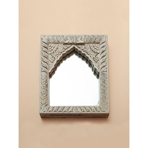 ウッドフレームミラー　(グレー)