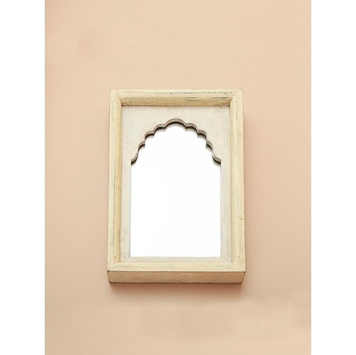 ウッドフレームミラー　(ホワイト)