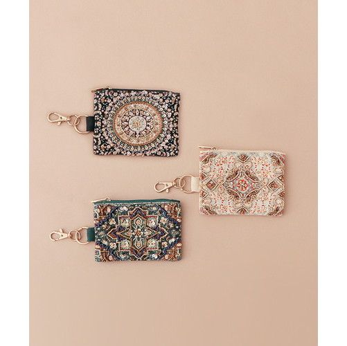 プリント＆ビーズ刺繍キーポーチ