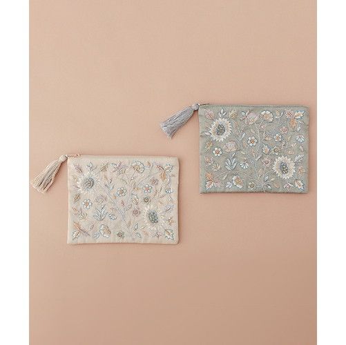 ビーズ刺繍ポーチL
