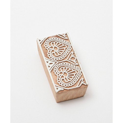 ウッドブロック プリント はんこ ハートパターン