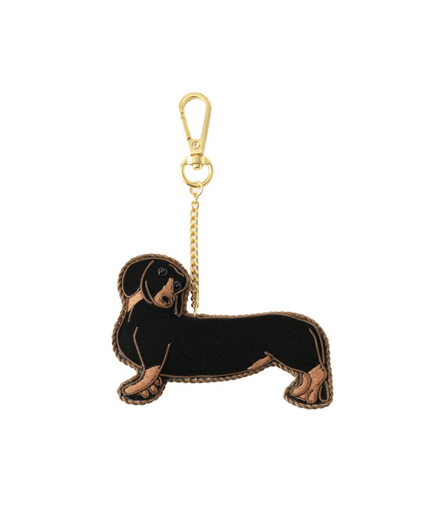 ザリ刺繍 ダックスフンド バッグチャーム（キーホルダー）