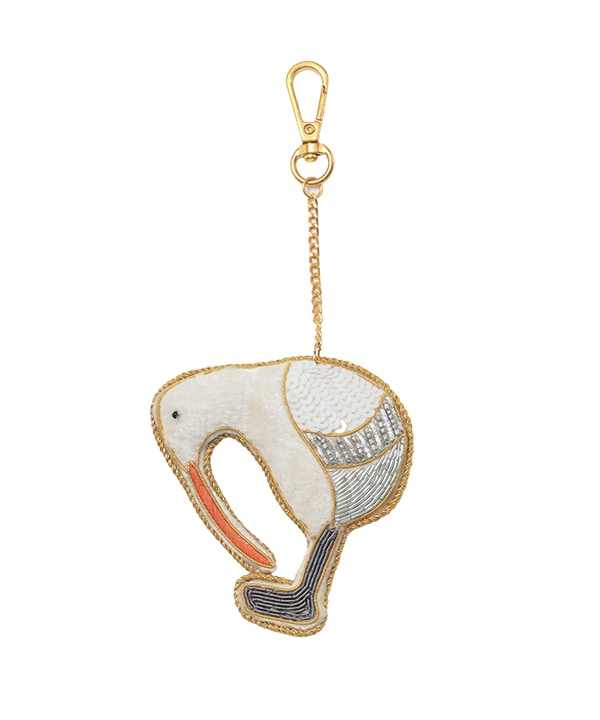 ザリ刺繍 キウイ バッグチャーム（キーホルダー）