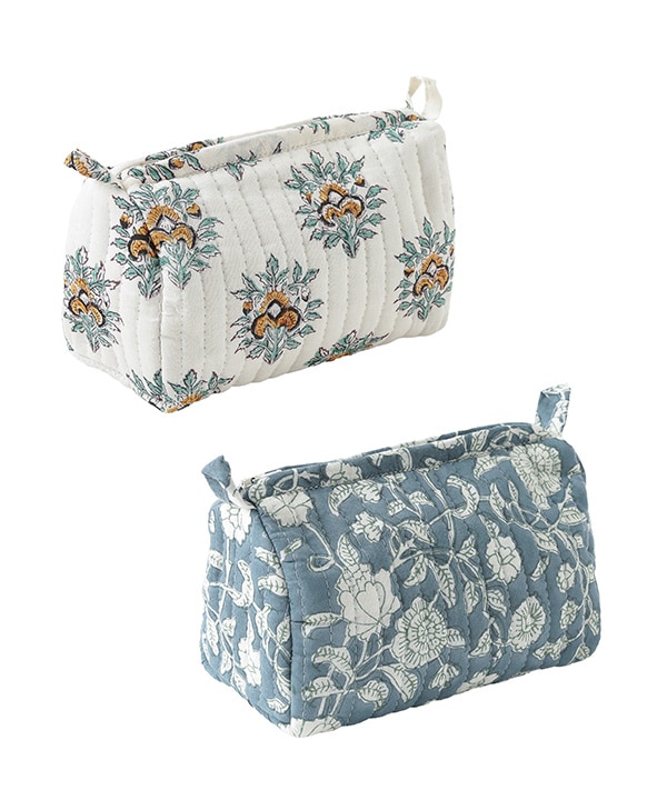 ブロックプリント キルティング マチ付キポーチ
