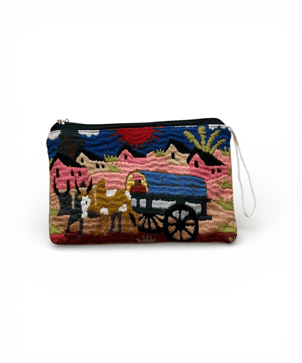 マダガスカル製の手ししゅうポーチ