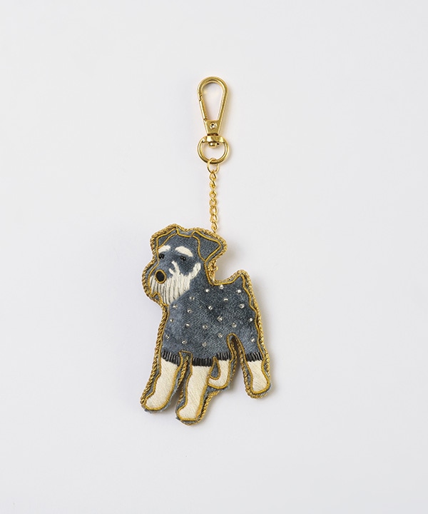 ザリ刺繍キーホルダー シュナウザー