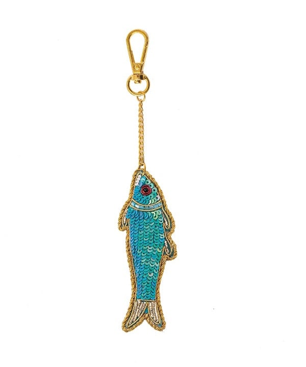 ザリ刺繍 魚 バッグチャーム（キーホルダー）