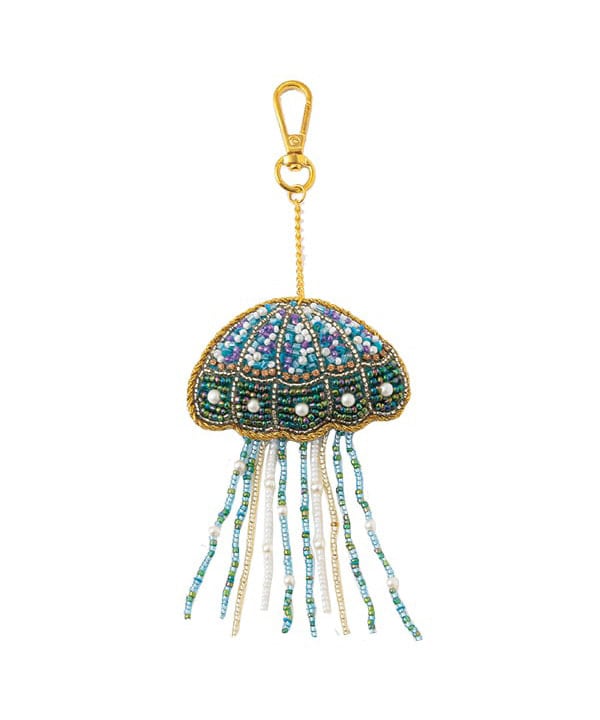 ザリ刺繍 クラゲ バッグチャーム（キーホルダー）