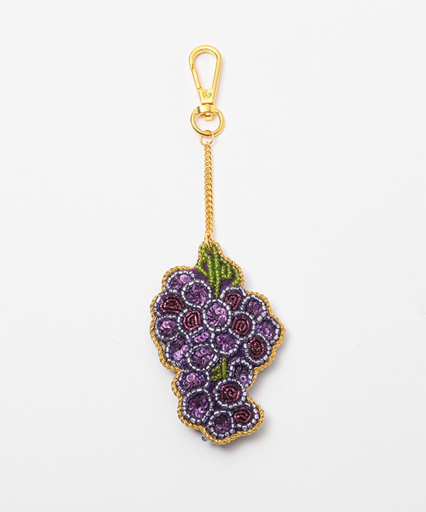ザリ刺繍 ぶどう バッグチャーム（キーホルダー）