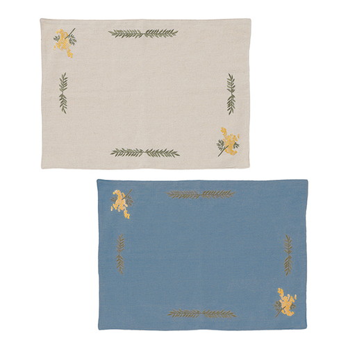 ミモザ刺繍ランチョンマット