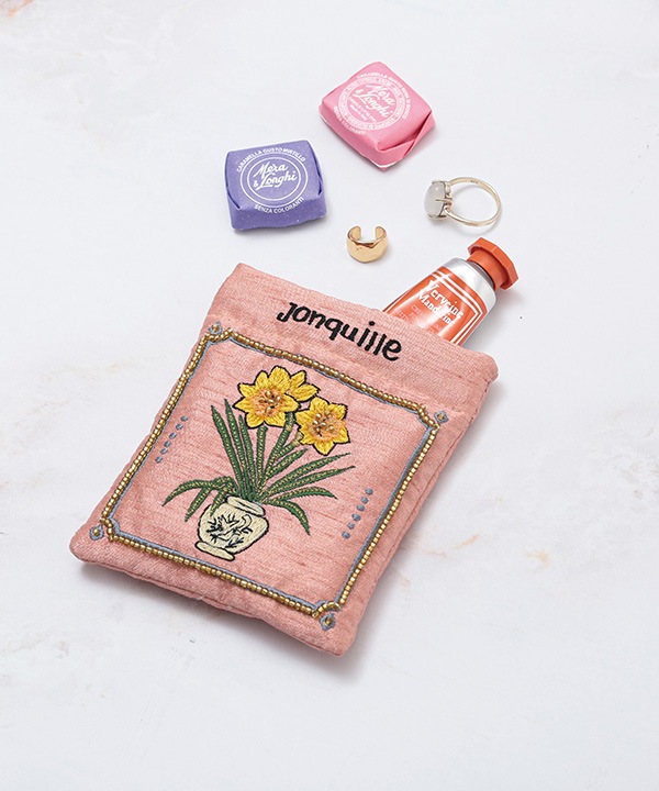 ボタニカル刺繍 ミニポーチ