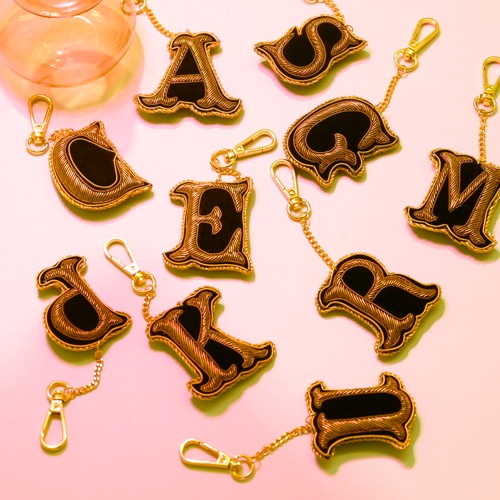 ザリ刺繍アルファベットキーホルダー(J~R)