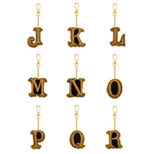 ザリ刺繍アルファベットキーホルダー(J~R)