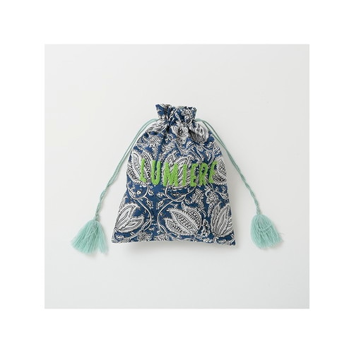 ブークレ刺繍プリント巾着