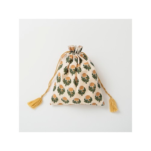 ブークレ刺繍プリント巾着