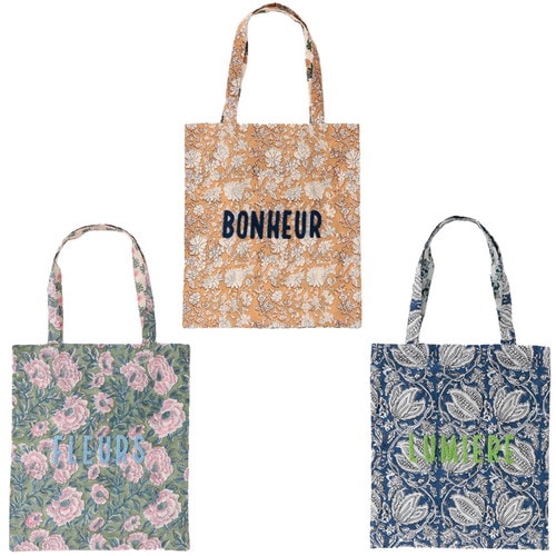 ブークレ刺繍プリントトートバッグ