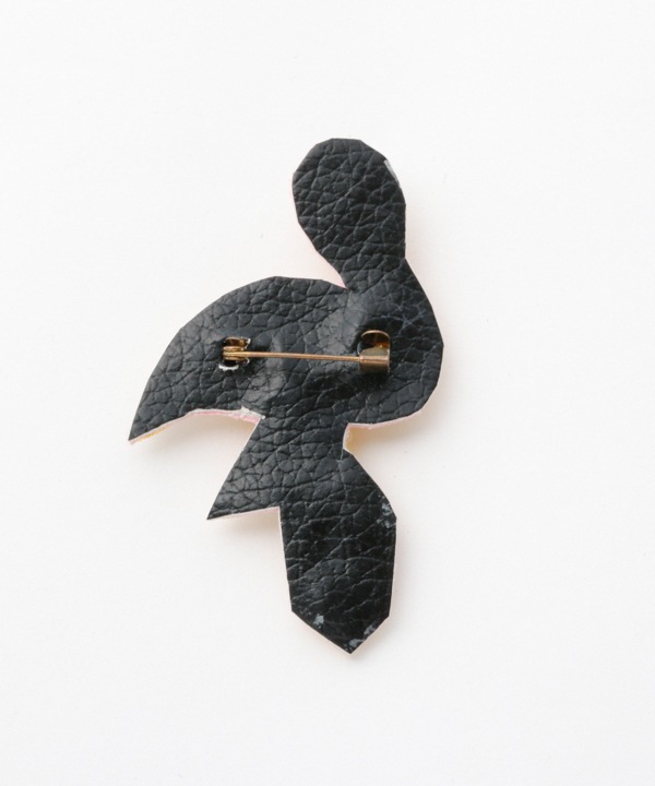 ザリ刺繍ブローチ フラミンゴ