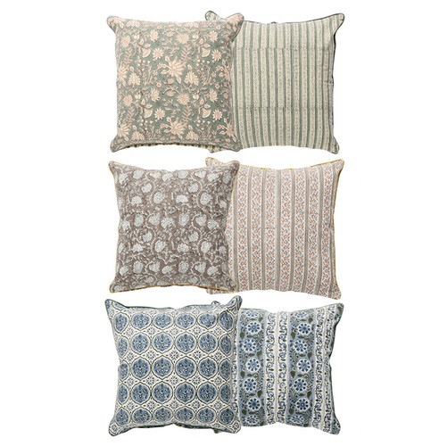 ブロックプリントクッションカバー