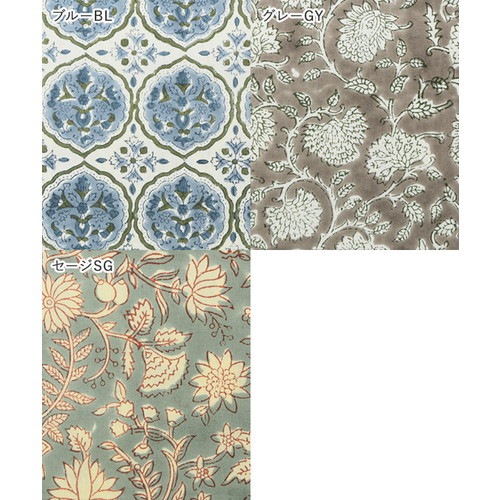 ブロックプリントクッションカバー