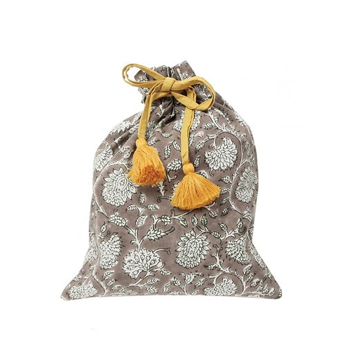 ブロックプリント巾着