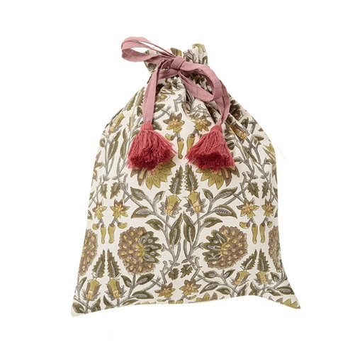 ブロックプリント巾着