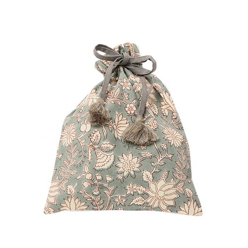 ブロックプリント巾着