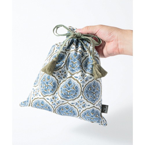 ブロックプリント巾着