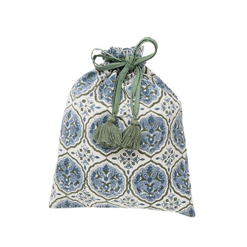 ブロックプリント巾着