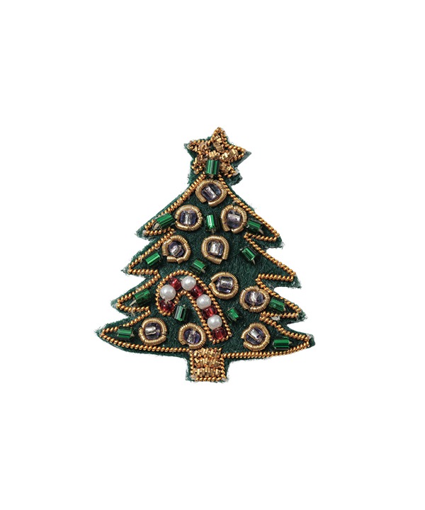 ザリ刺繍ブローチ ツリー