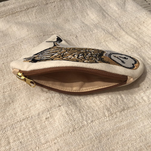 フクロウ刺繍ポーチ