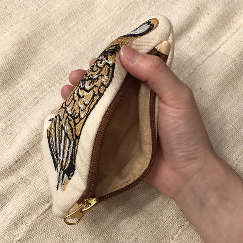 フクロウ刺繍ポーチ