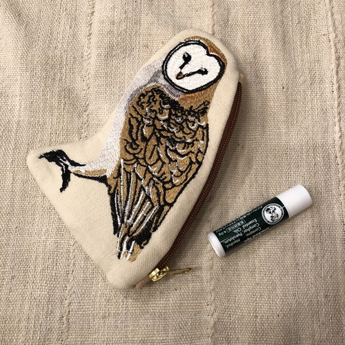フクロウ刺繍ポーチ