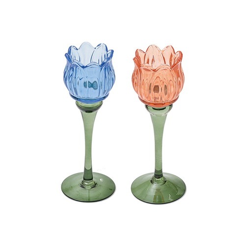 フラワーガラスキャンドルホルダーL