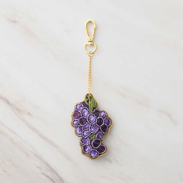 ザリ刺繍キーホルダー フルーツ