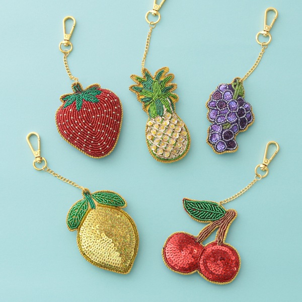 ザリ刺繍キーホルダー フルーツ