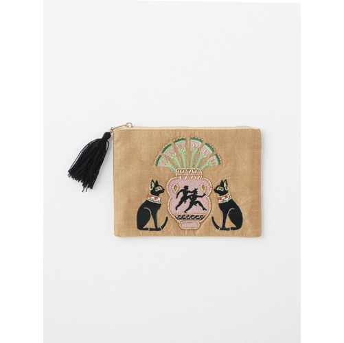 パステト・アヌビス刺繍ポーチL