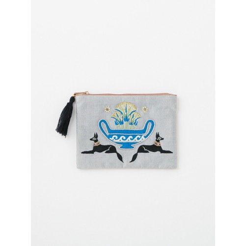 パステト・アヌビス刺繍ポーチL