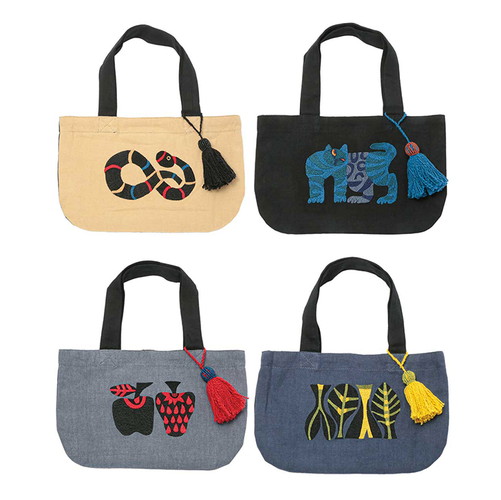 CHIZURI 刺繍フラットミニバッグ