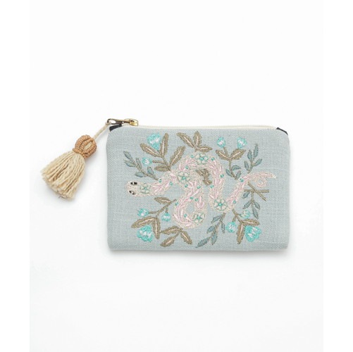 ヘビ刺繍ポーチ