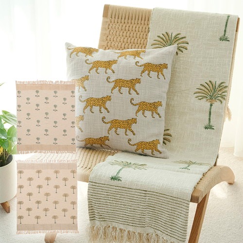 ブロックプリントコットンブランケット